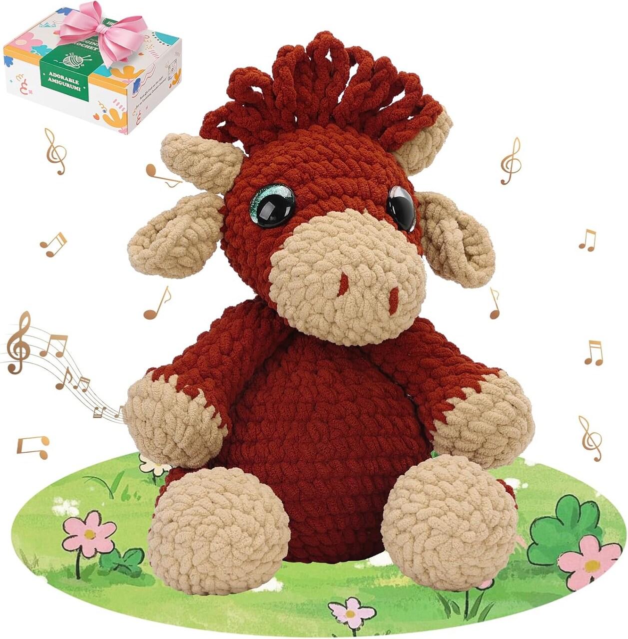 13 Inches Highland Cow Crochet Kit (1pc-Highland Cow) 8.46 x 5.31 x 3.15 inches